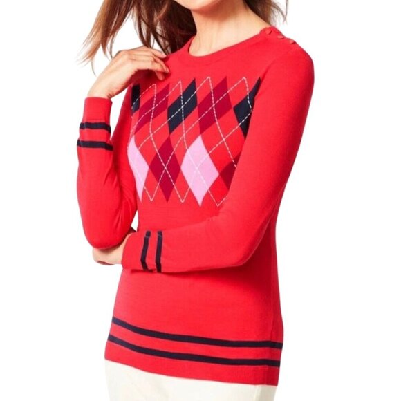 Tabots NWOT Preppy 100% Cotton Argyle Pullover Sweater Size M - Picture 1 of 8